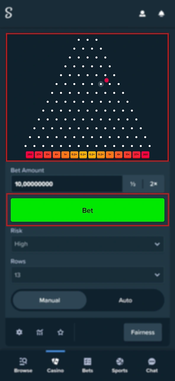 Confirm your bet in Plinko and enjoy your wins.