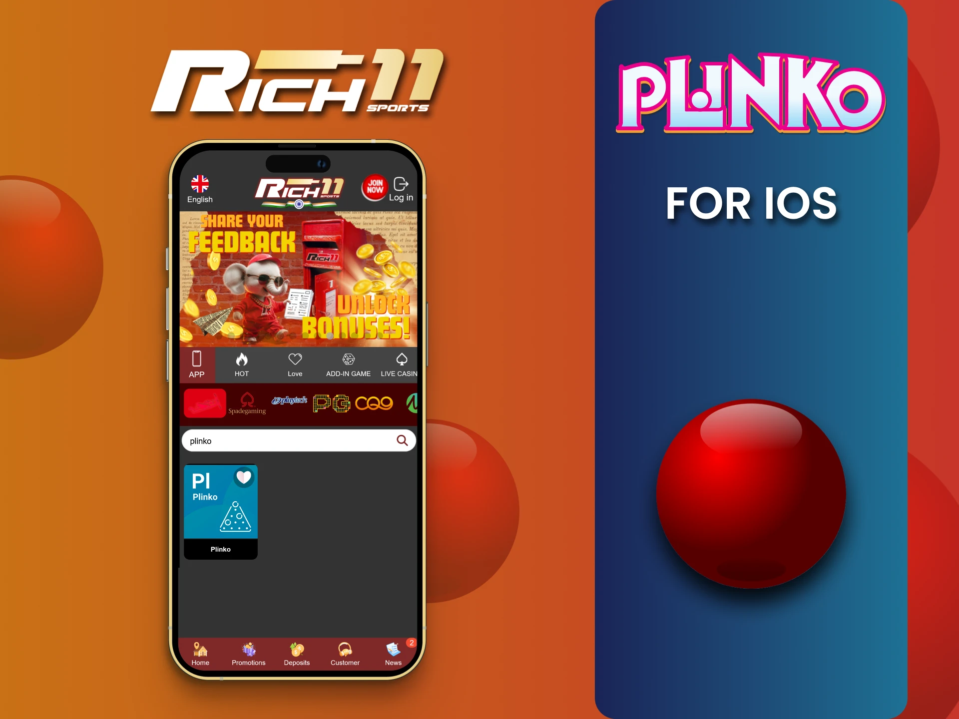 Get the Rich11 app and play Plinko on your iOS device.