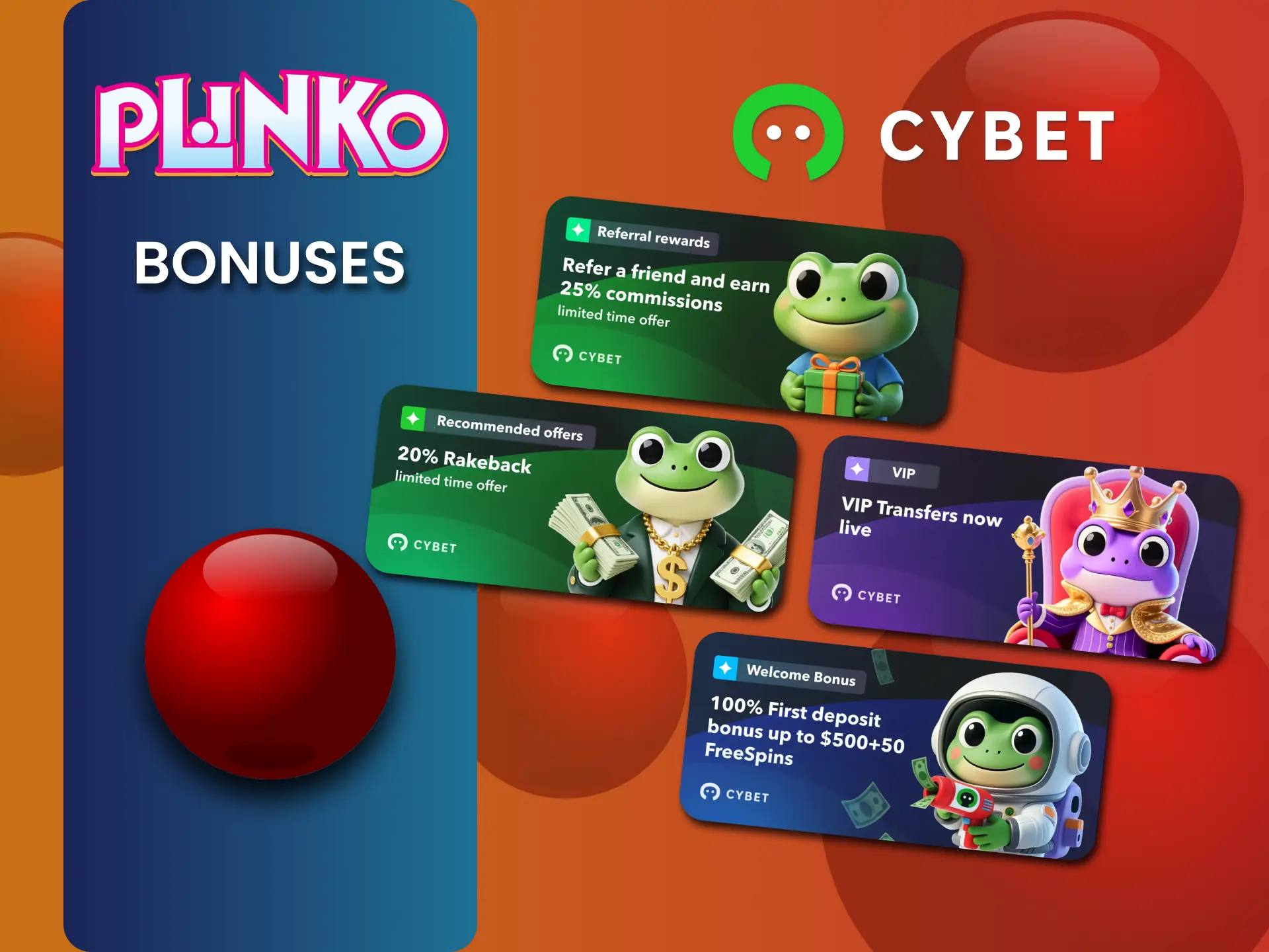 Play at Cybet casino, earn rakeback and enjoy Plinko rewards.