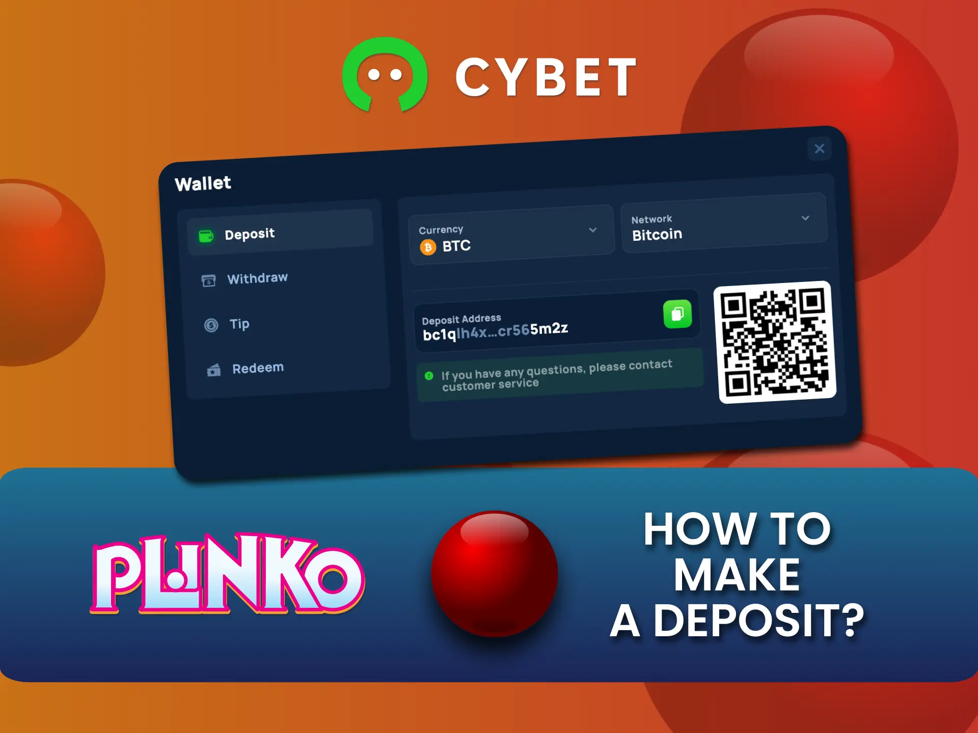 Deposit crypto at Cybet casino, start playing Plinko today.