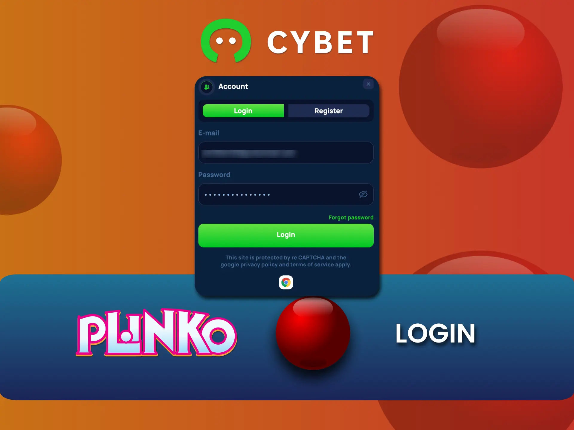 Log in at Cybet casino, start playing Plinko now.