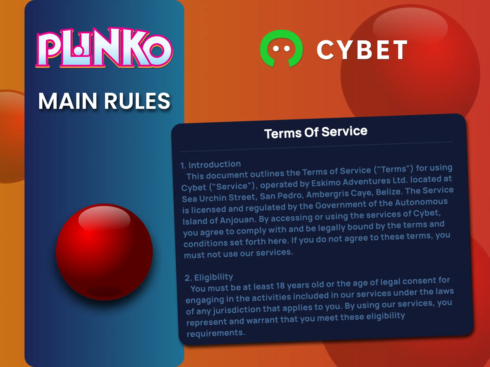 Follow Cybet casino rules, play Plinko fair and safe.