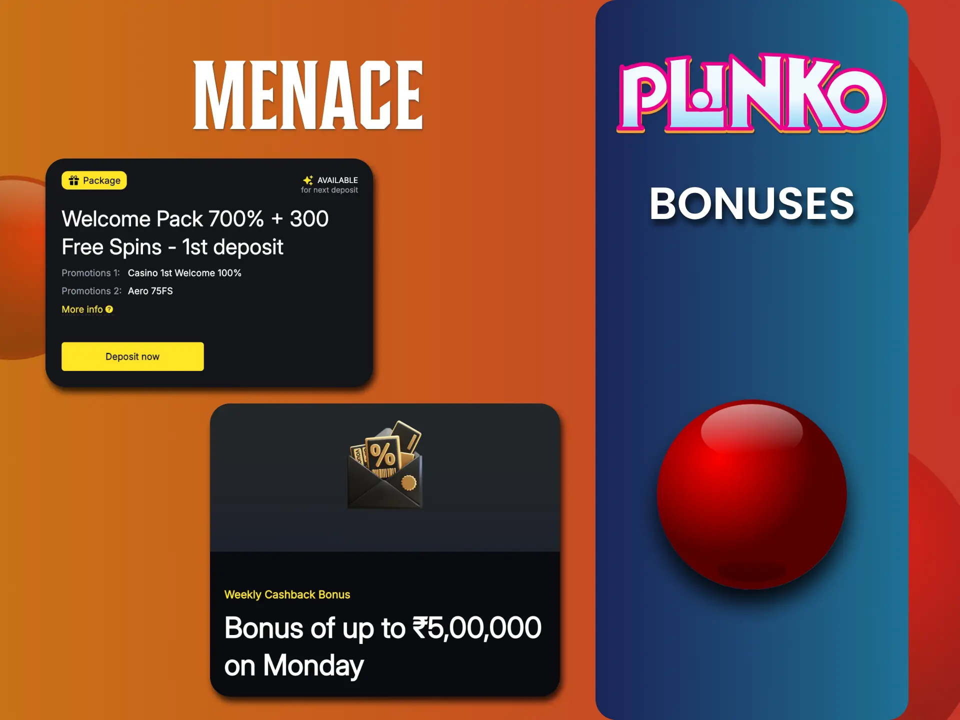 Play Plinko at Menace, get daily cashback and weekly rewards.