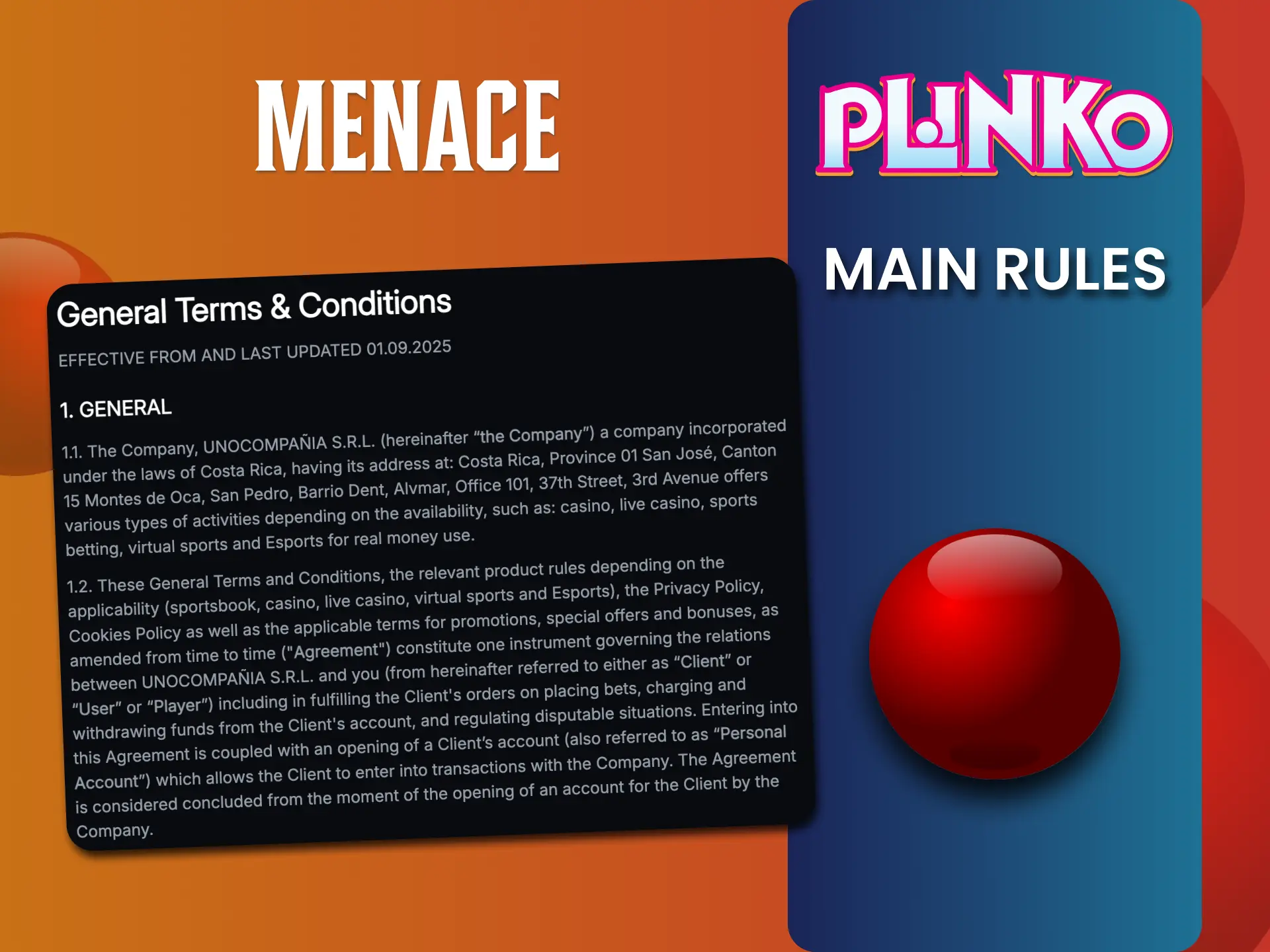 Follow Menace rules, play Plinko safely and fairly.