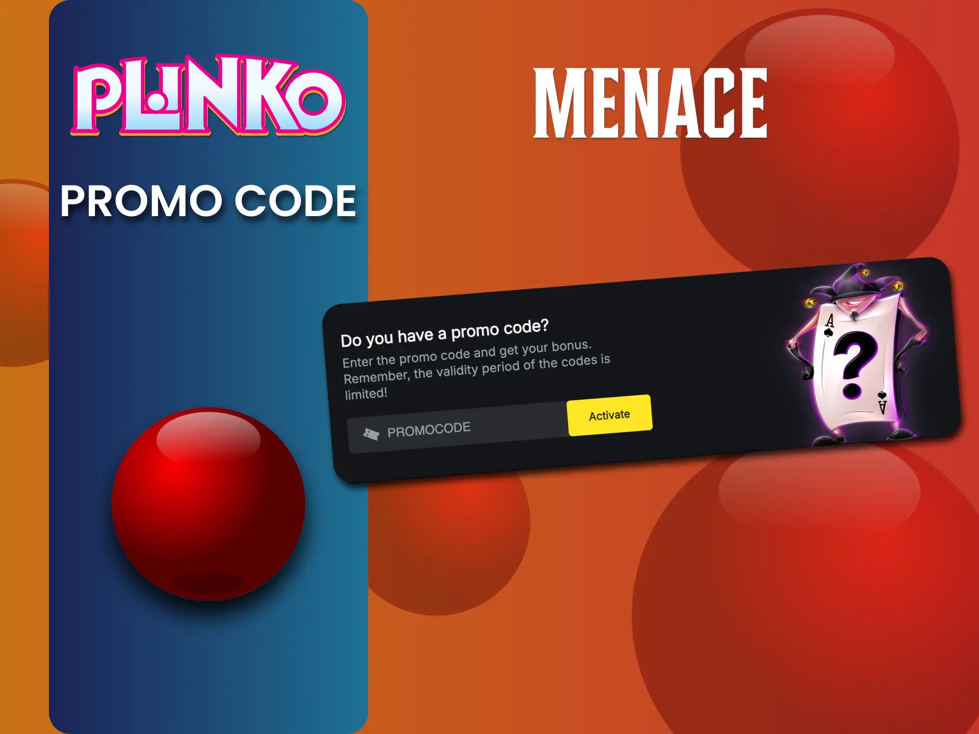 Enter promo code at Menace, activate Plinko bonus instantly.