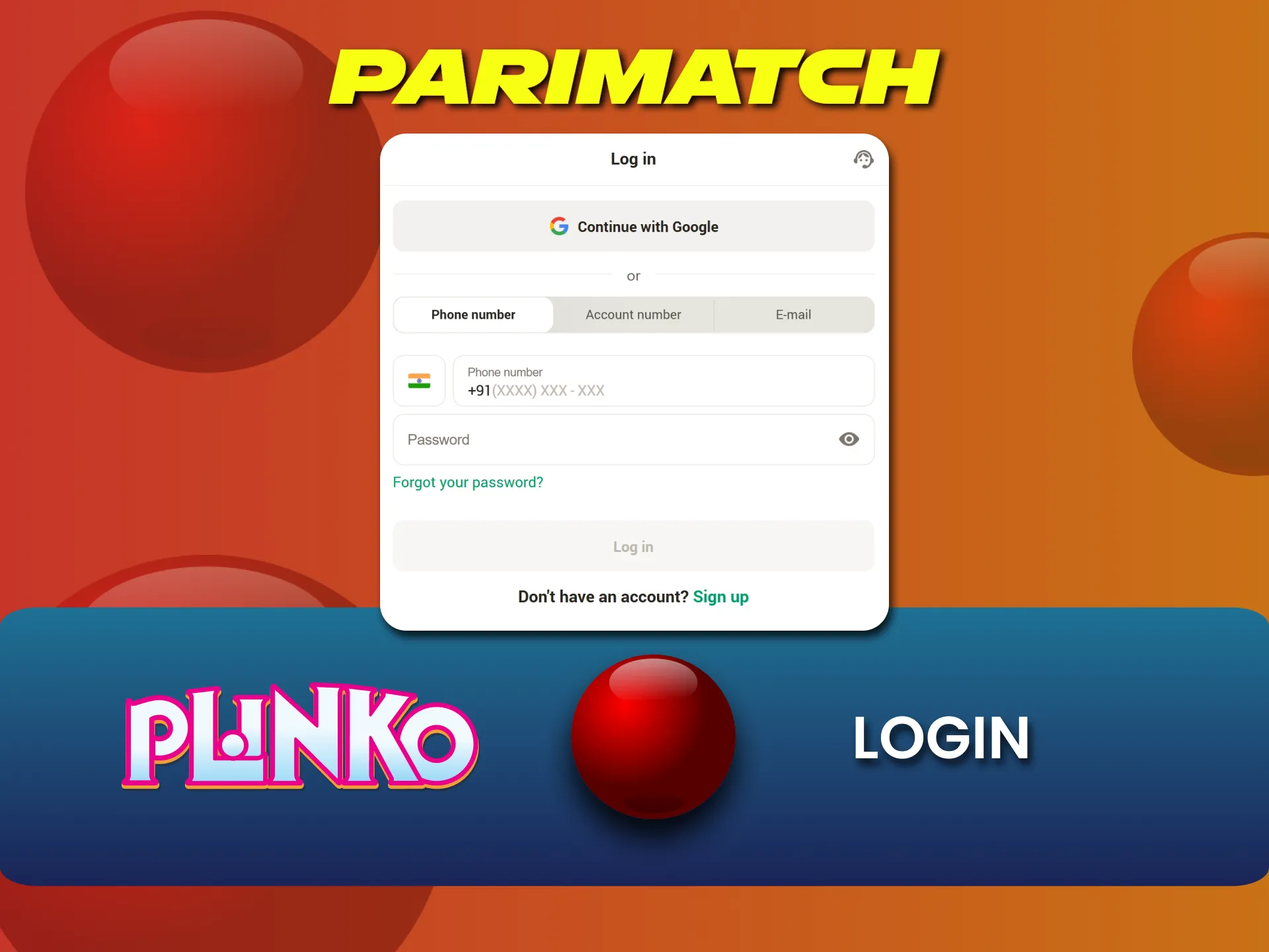 Log in to your Parimatch account to play Plinko.