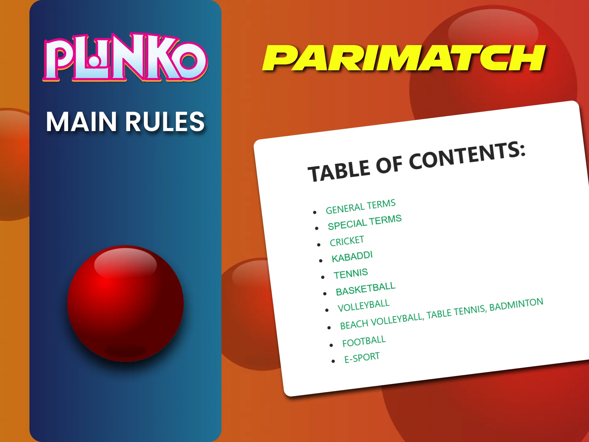 Find out about the rules of the Parimatch service for Plinko.