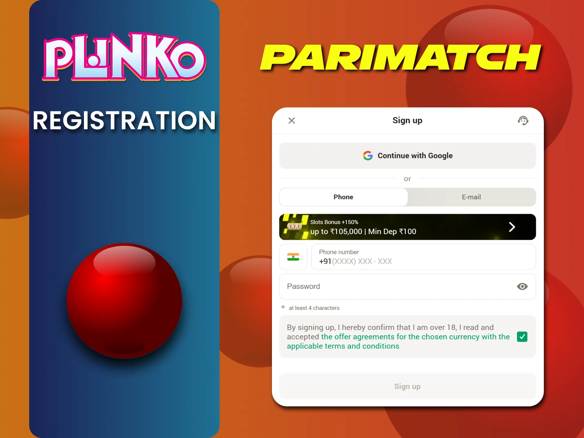 Register on Parimatch to play Plinko.