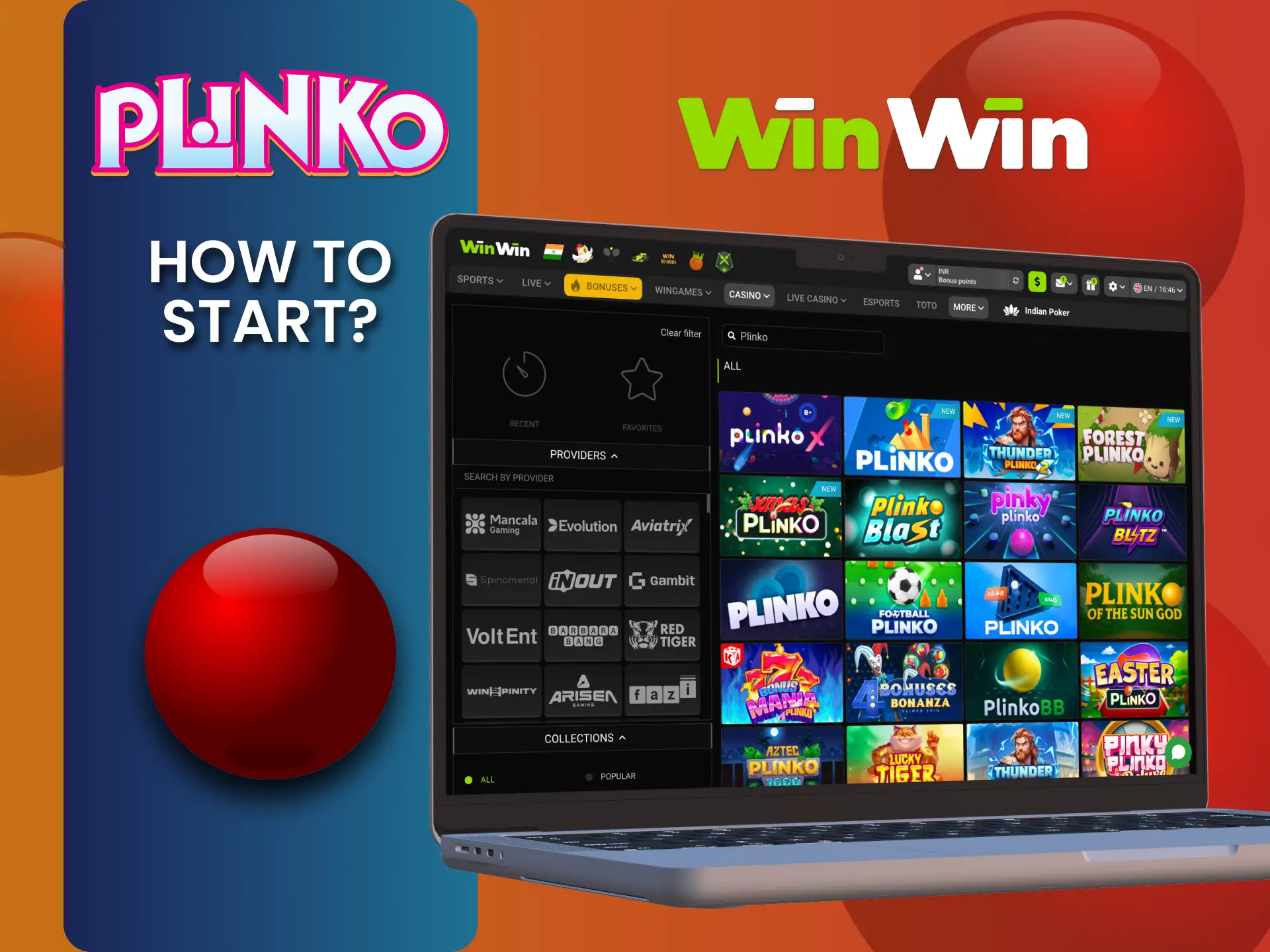 Start Plinko at WinWin, register and play now.